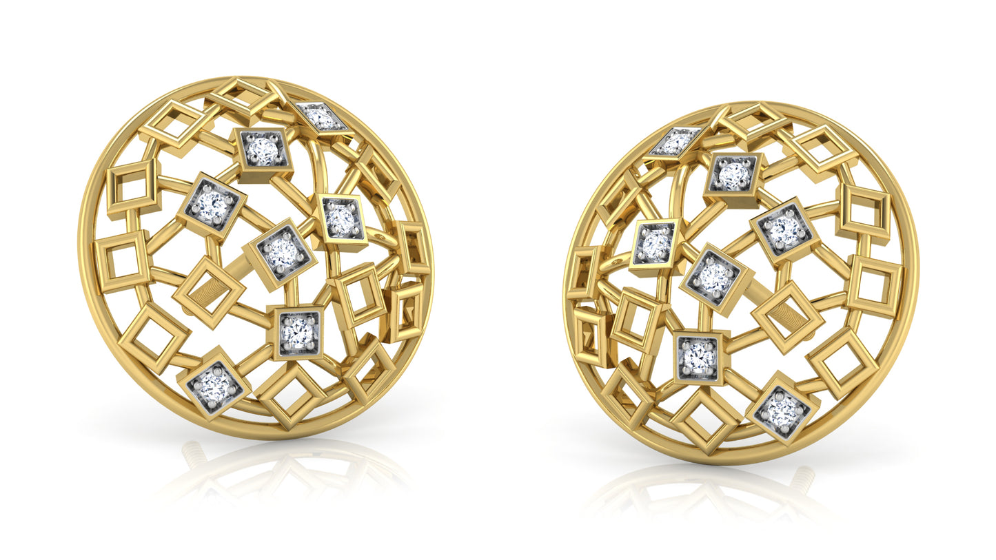 Square Links Diamond Earrings