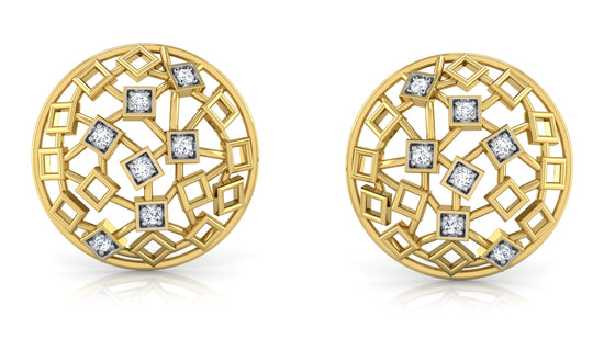 Square Links Diamond Earrings