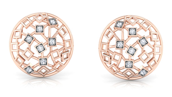 Square Links Diamond Earrings