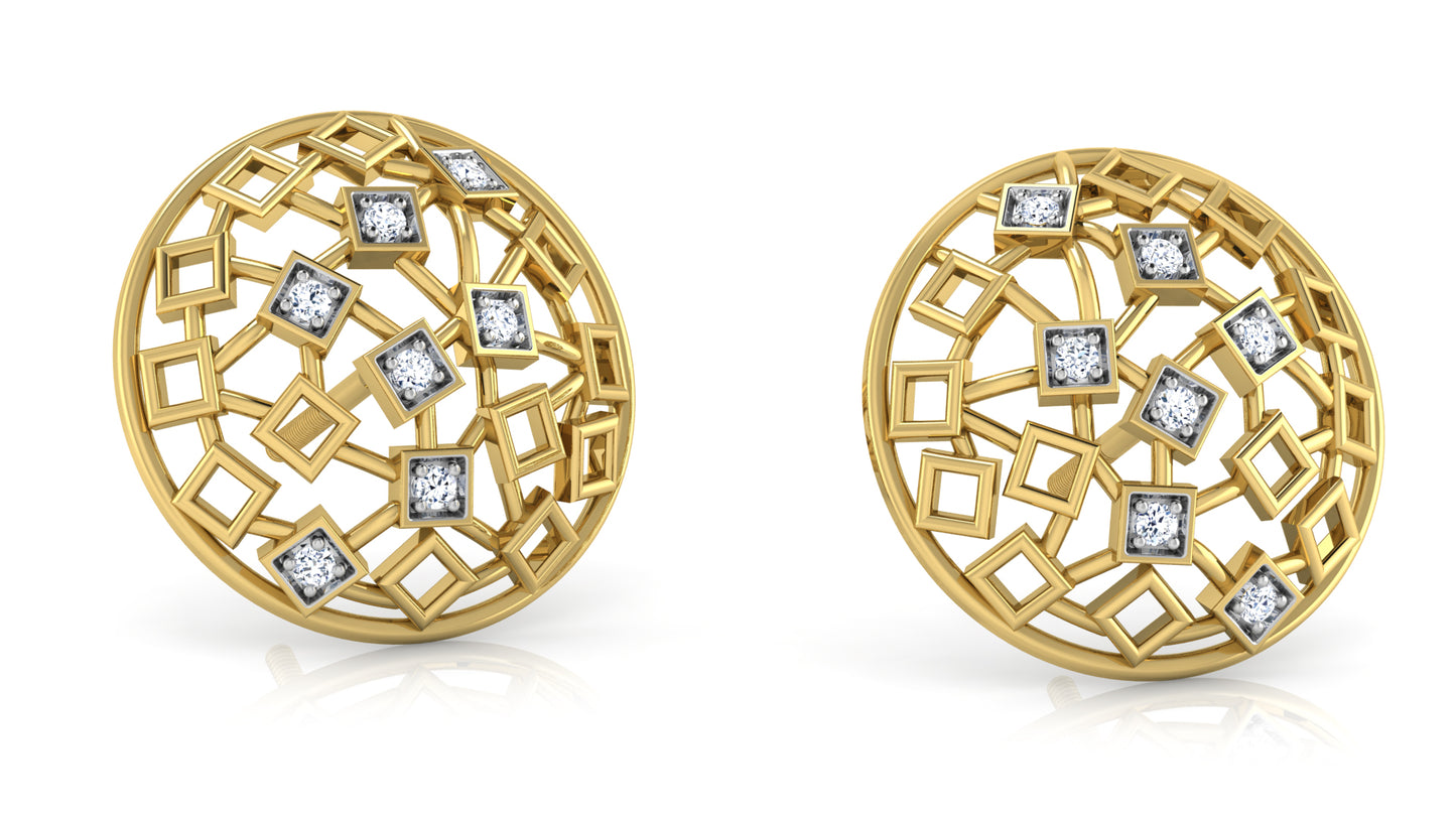 Square Links Diamond Earrings