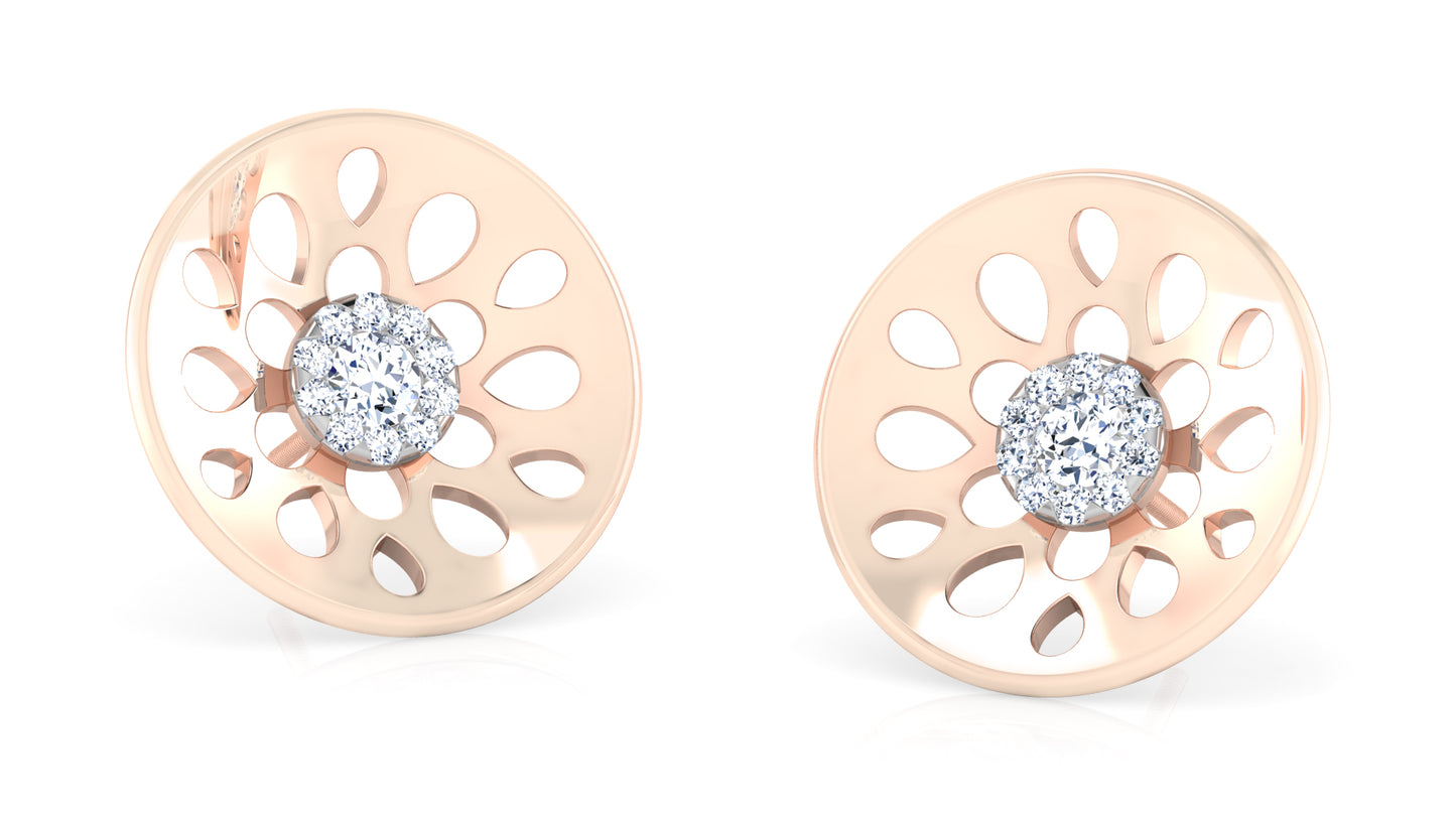 Flying Disc Diamond Earrings