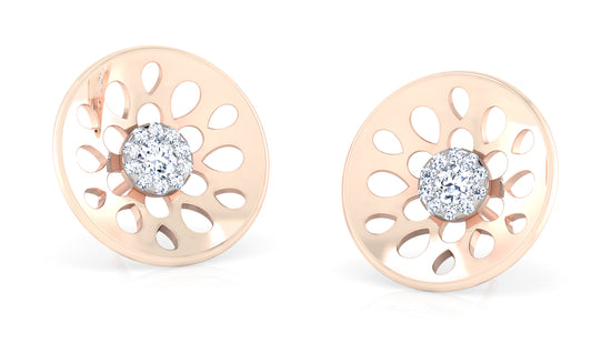 Flying Disc Diamond Earrings