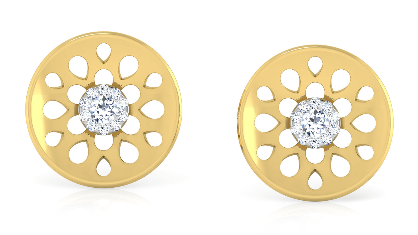 Flying Disc Diamond Earrings