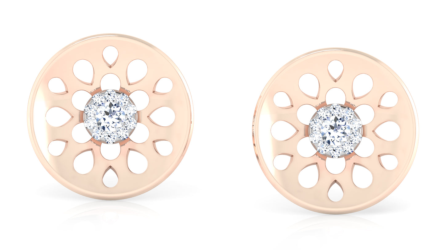 Flying Disc Diamond Earrings