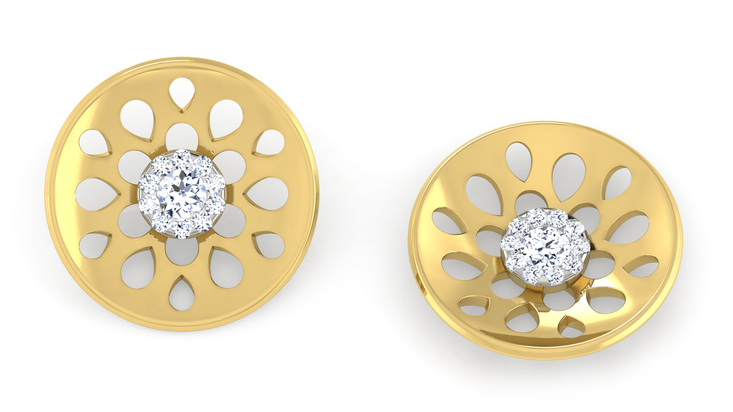 Flying Disc Diamond Earrings