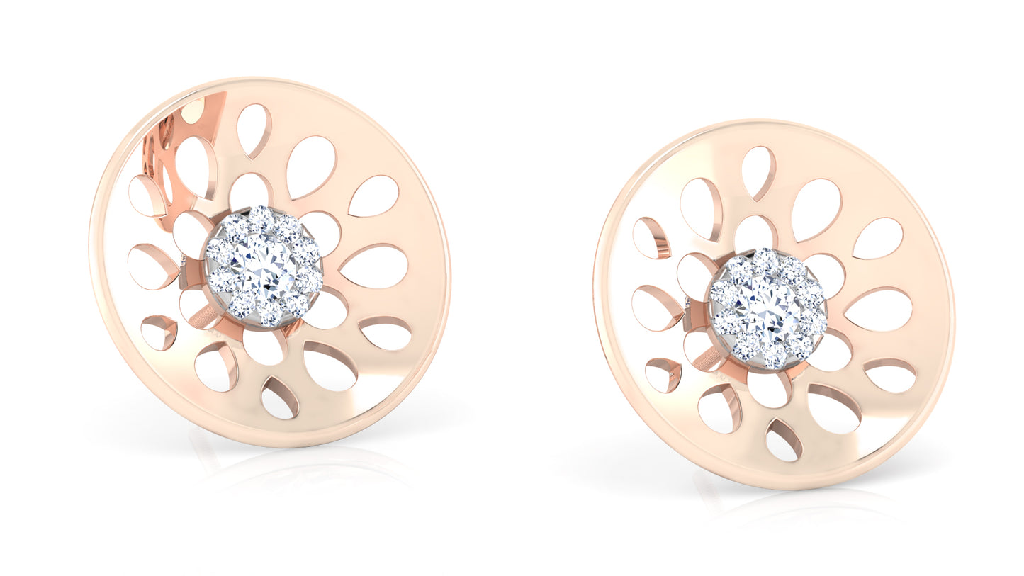 Flying Disc Diamond Earrings