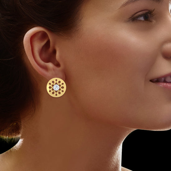 Flying Disc Diamond Earrings