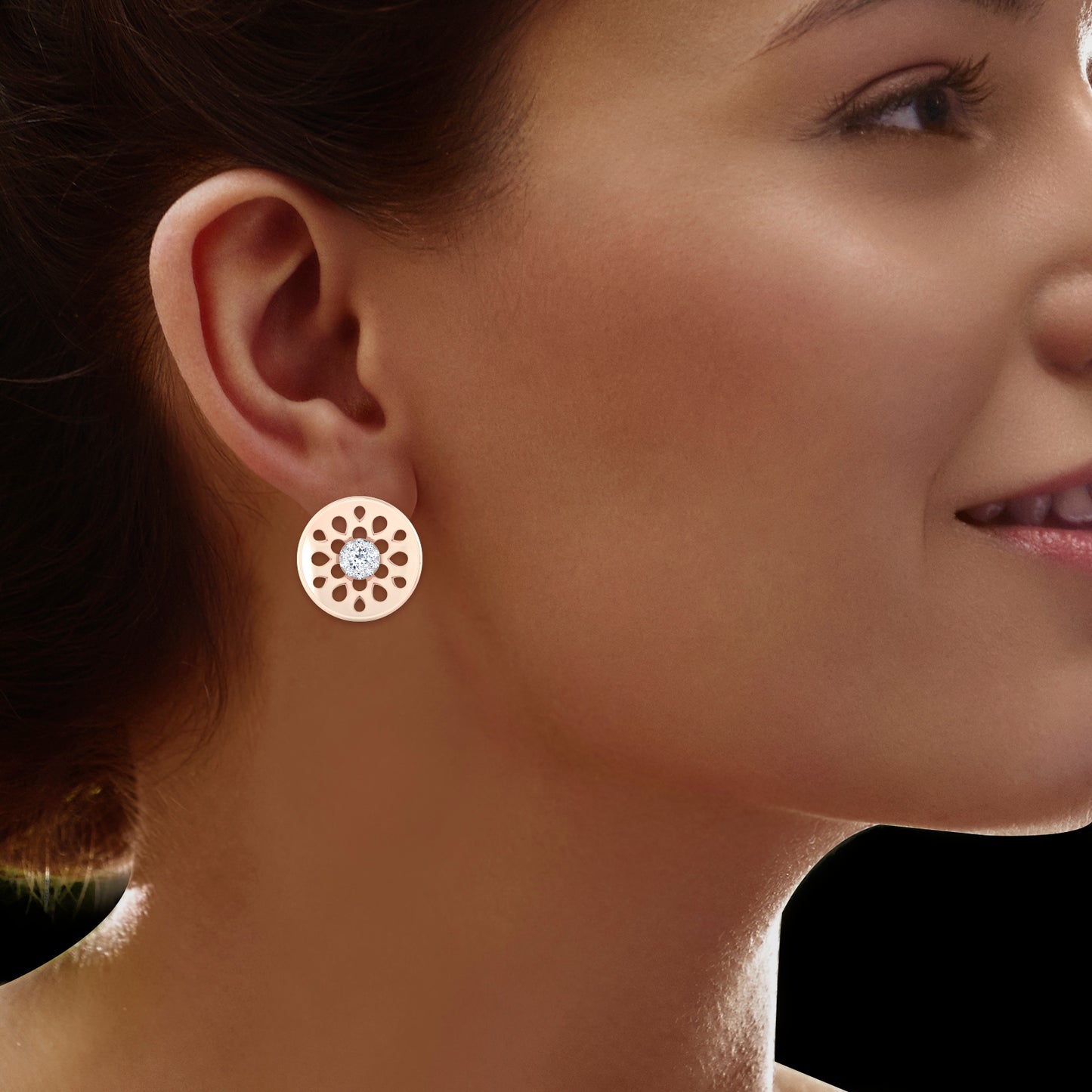 Flying Disc Diamond Earrings