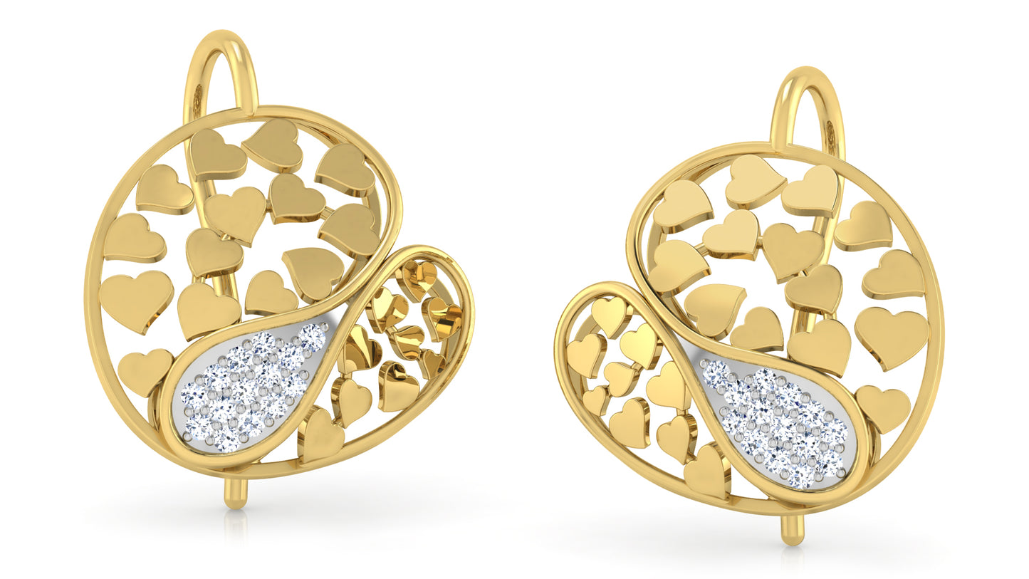 Solid Hearts Diamond Earrings