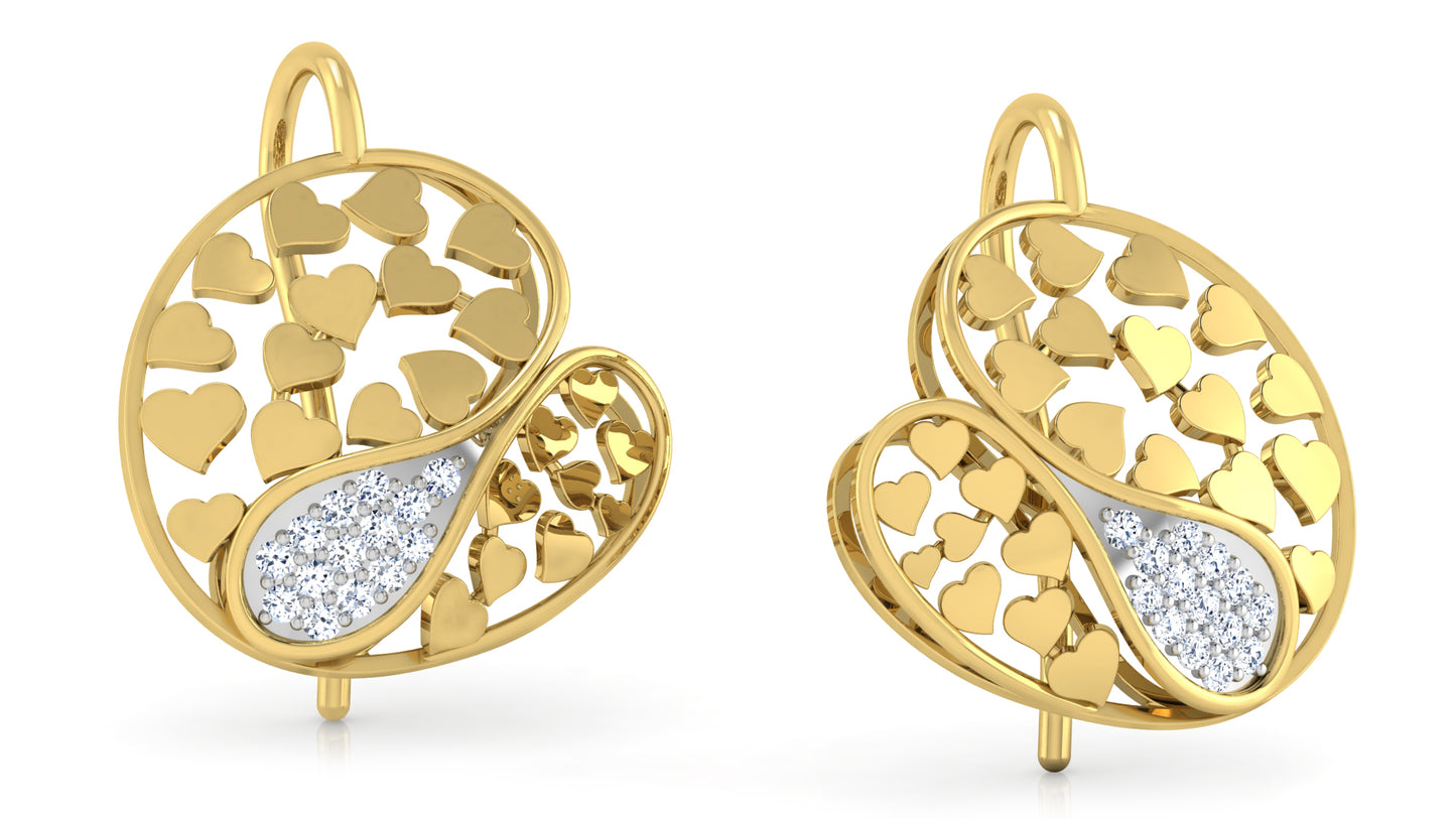 Solid Hearts Diamond Earrings