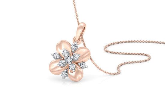 Flower Quotient Diamond Earrings And Pendant Set