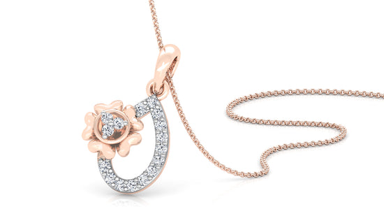 Flower Drop Diamond Earrings And Pendant Set