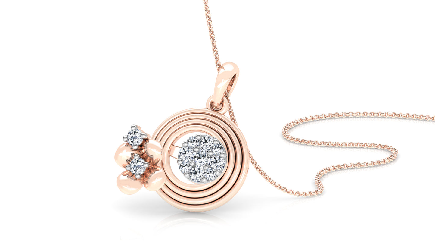 Golden Coils Diamond Earrings And Pendant Set