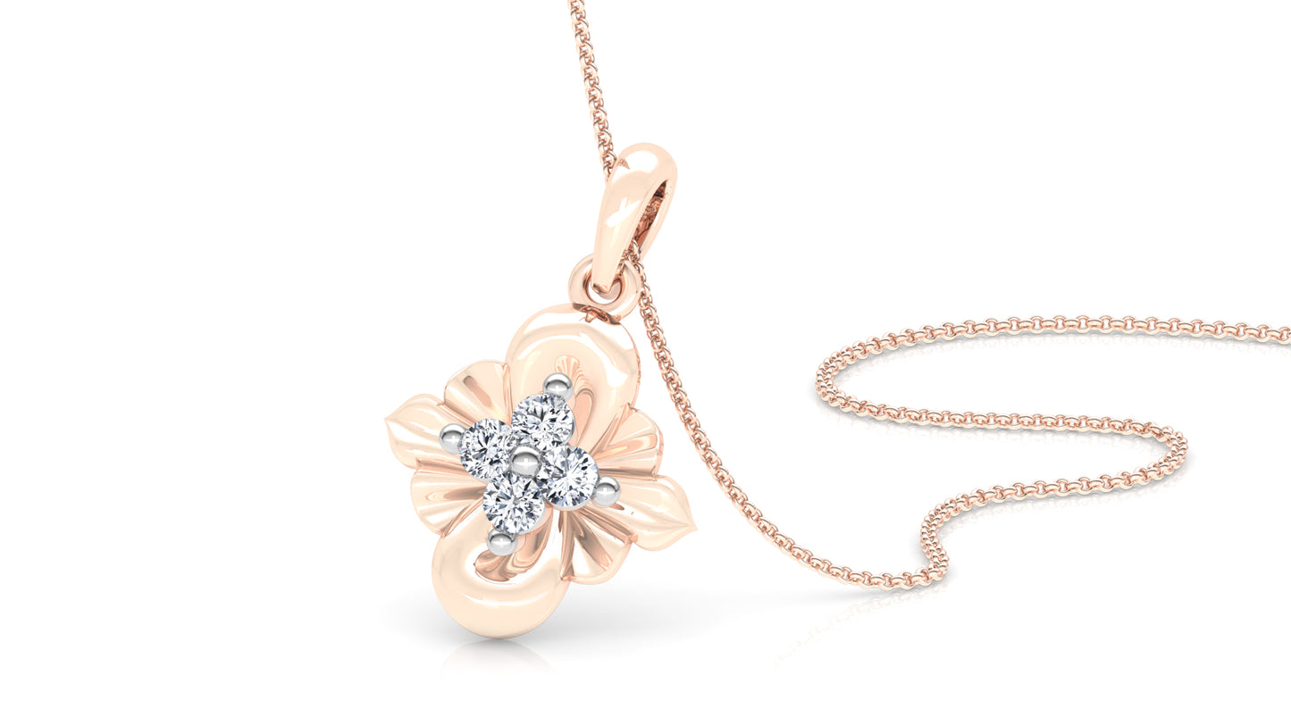 Floral Woos Diamond Earrings And Pendant Set