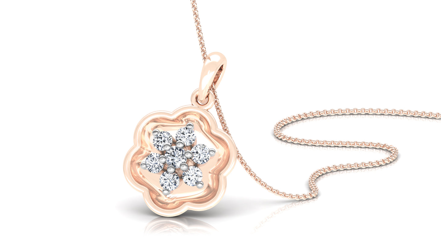 Flower Craving Diamond Earrings And Pendant Set