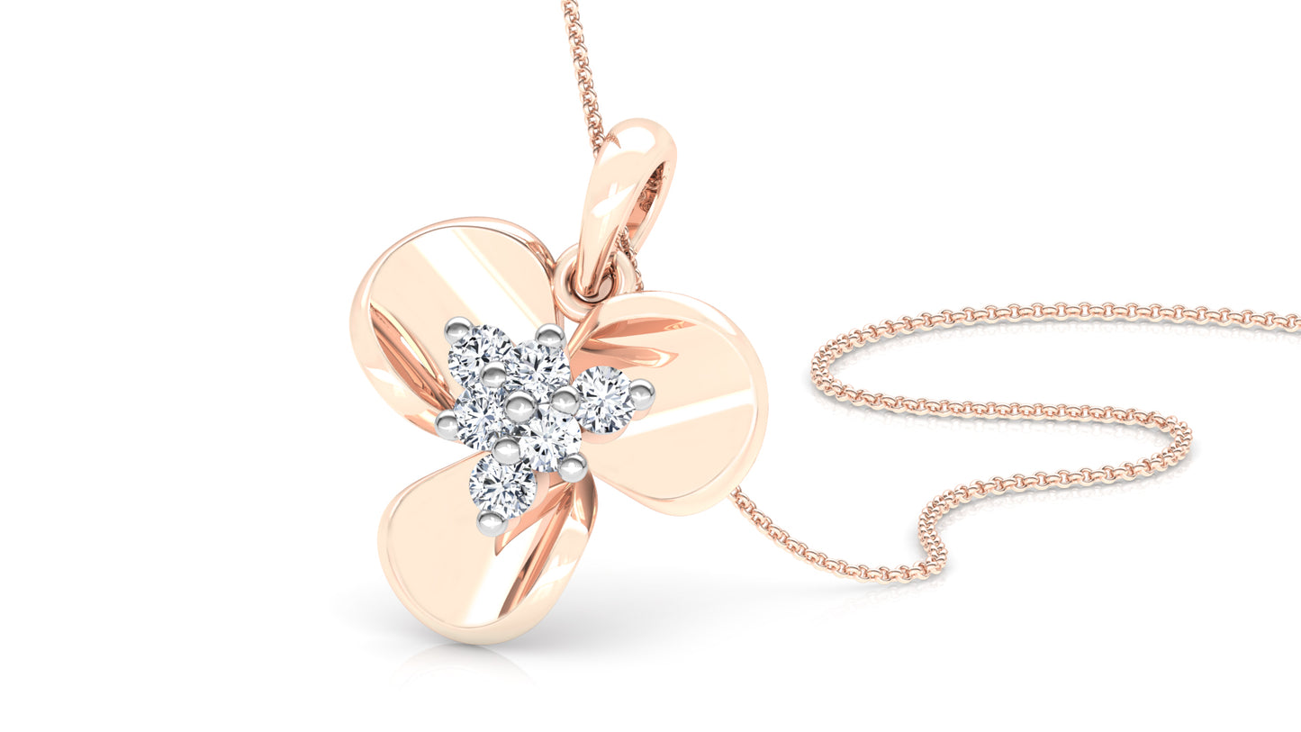 Treble Petals Diamond Earrings And Pendant Set