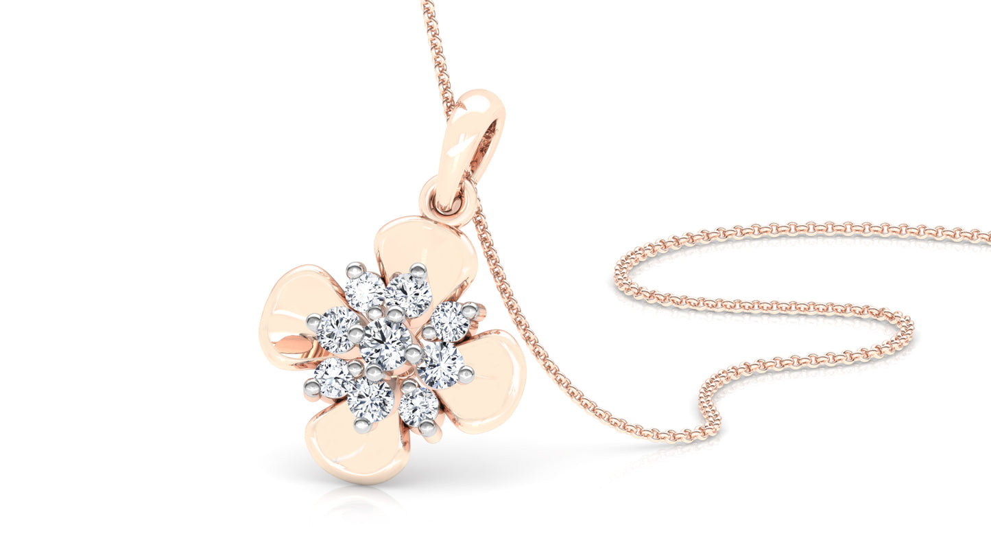 Floral Unison Diamond Earrings And Pendant Set