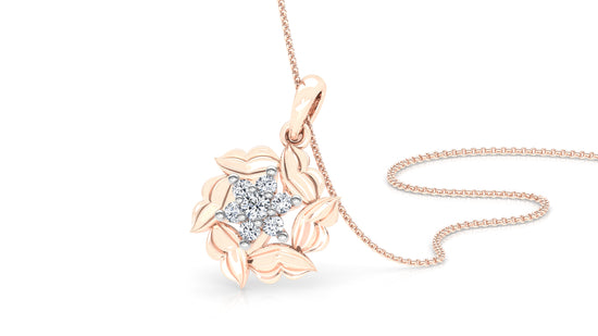 Rose Dash Diamond Earrings And Pendant Set