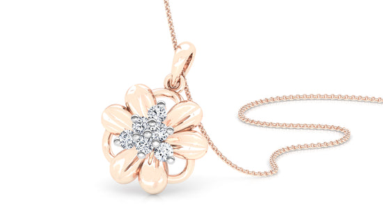 Flower Glamour Diamond Earrings And Pendant Set