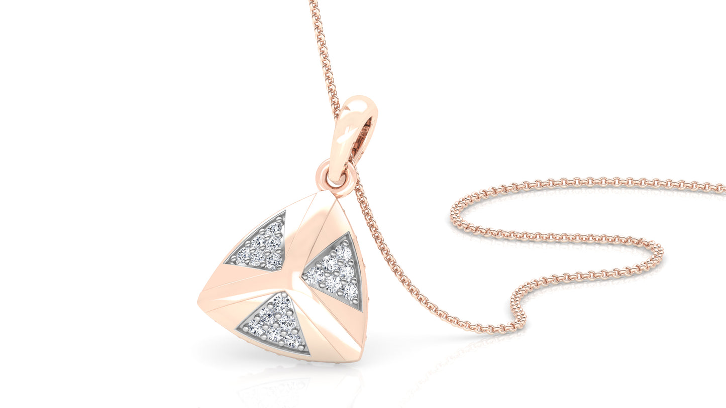 Flashy Triangles Diamond Earrings And Pendant Set