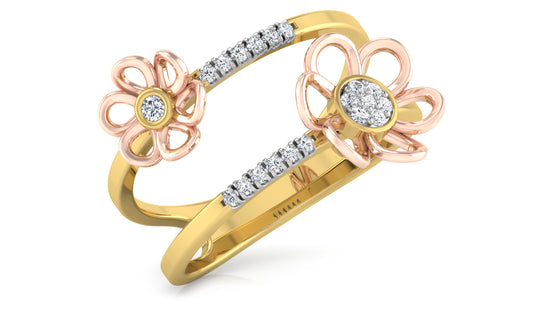 Flower n Band Duo Diamond Ring