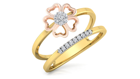 Lone Flower Dual Band Diamond Ring