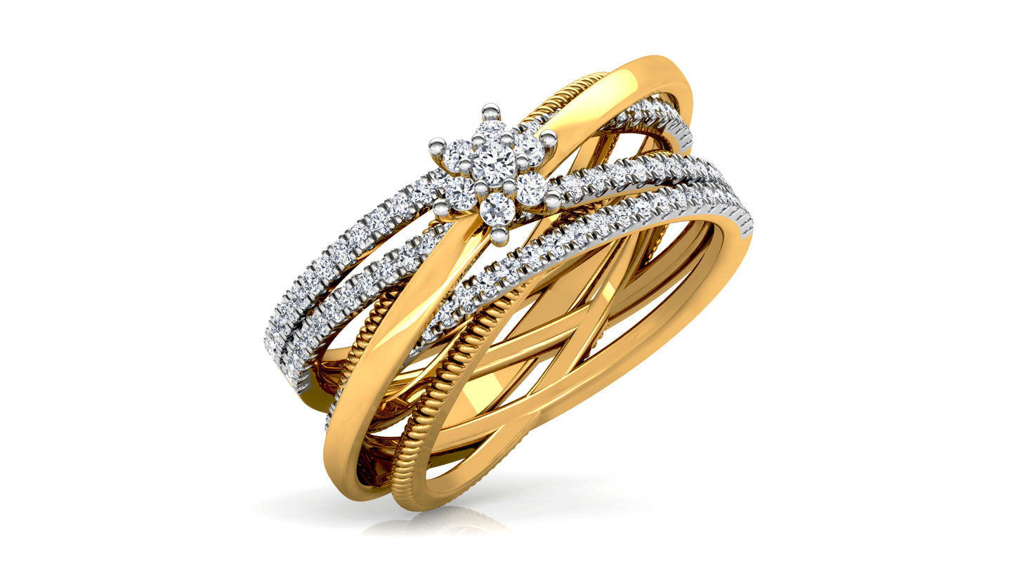 Cross Bands Diamond Ring