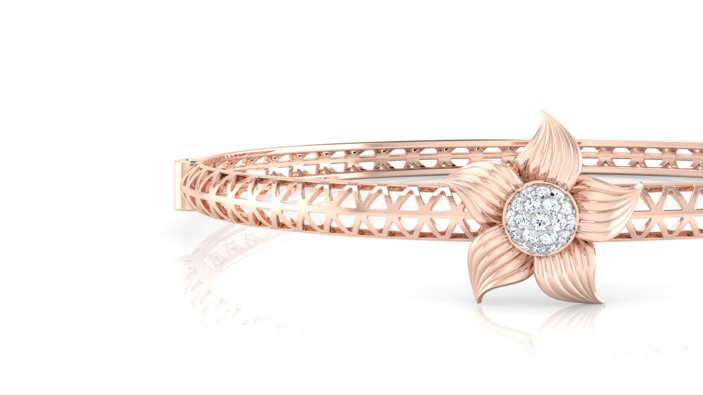 Floral Arrest Artificial Diamond Rose Gold Bracelet at Diahart.