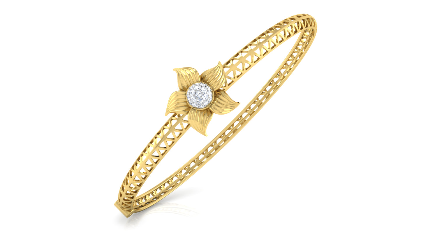 Floral Arrest Artificial Diamond  Gold Bracelet Front View Best Synthetic Diamond Jewelry in Chennai