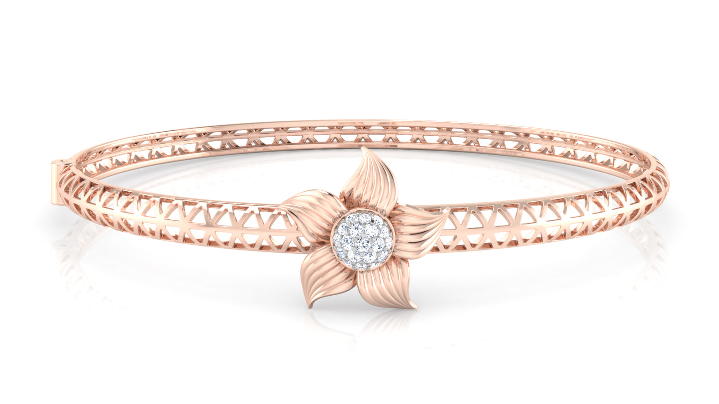 Floral Arrest Artificial Diamond Rose Gold Bracelet Stylish View Best Synthetic Diamond Jewelry in Chennai