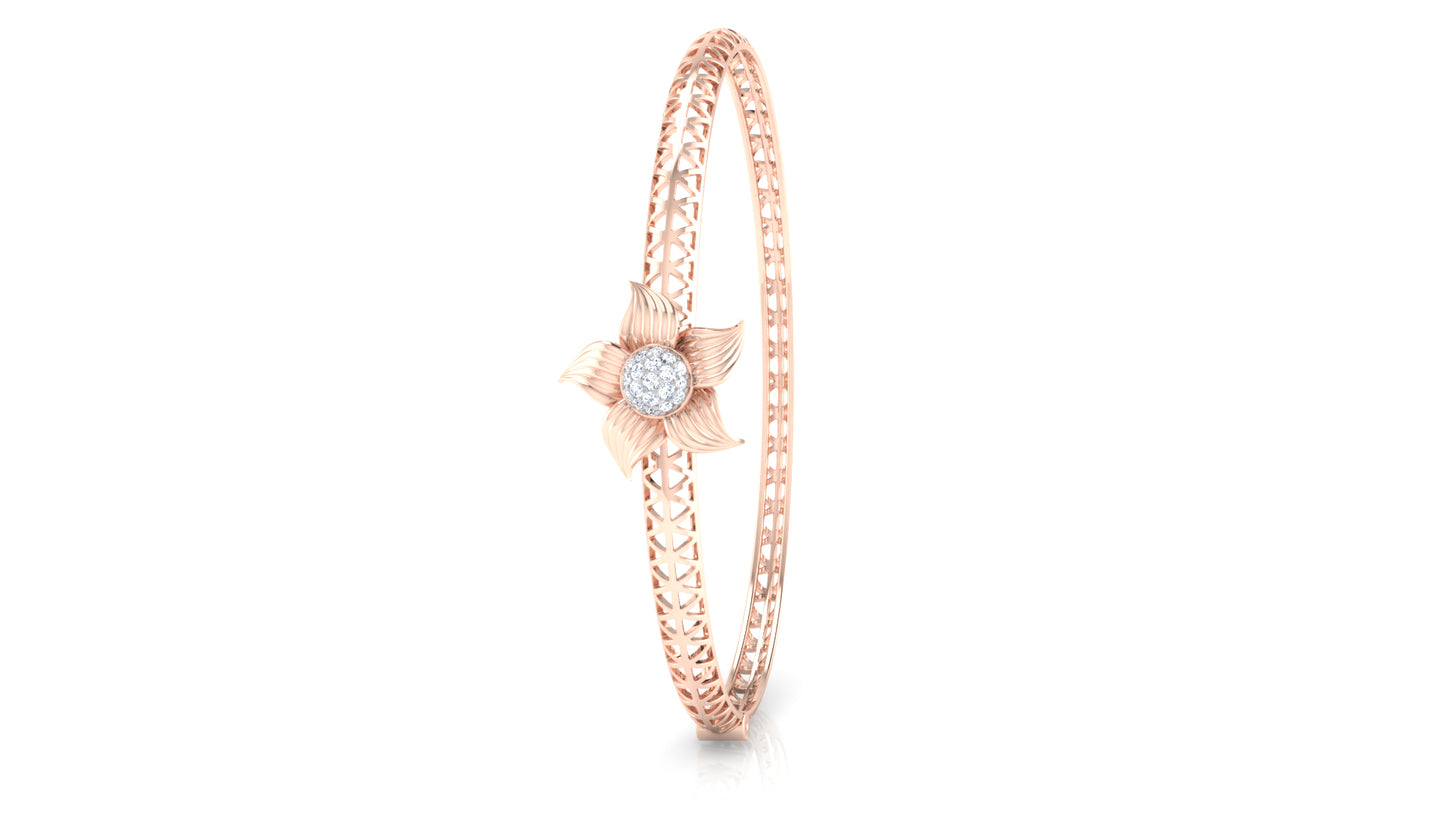 Floral Arrest Artificial Diamond Rose Gold Bracelet Standing View Best Synthetic Diamond Jewelry in Chennai