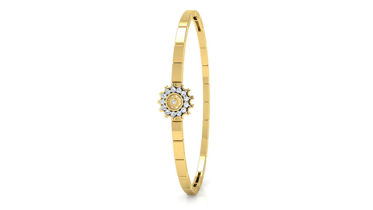 Radiant Wrist Synthetic Diamond Gold Bracelet on Standing View.Best Lab Grown Diamond Jewelry in Chennai