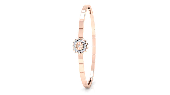 Radiant Wrist Synthetic Diamond Rose Gold Bracelet on Standing View.Best Lab Grown Diamond Jewelry in Chennai