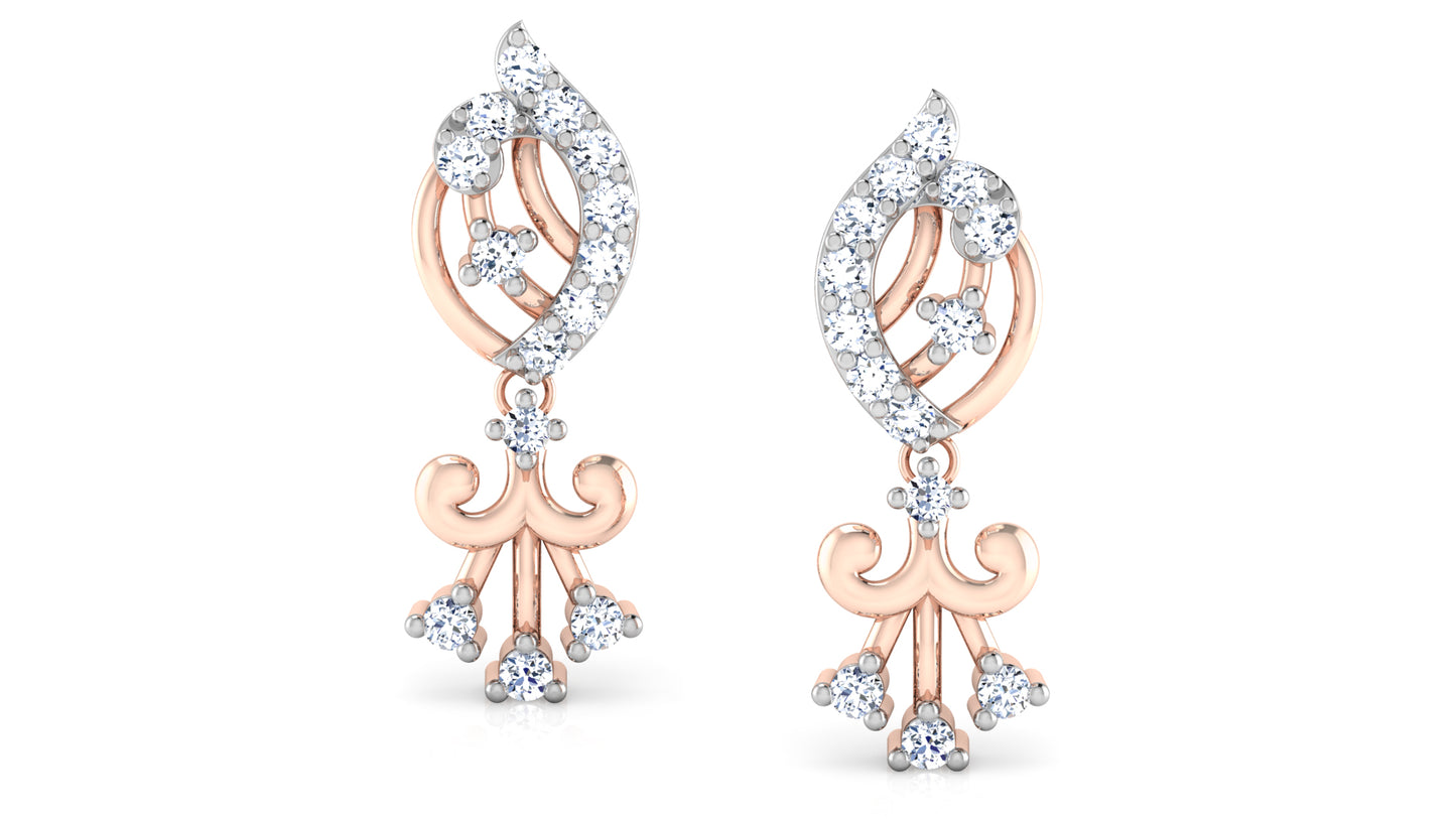 Candy Crystal Synthetic Diamond Rose Gold Danglers Front View