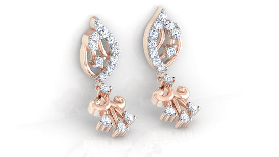 Candy Crystal Synthetic Diamond Rose Gold Danglers Bottom View