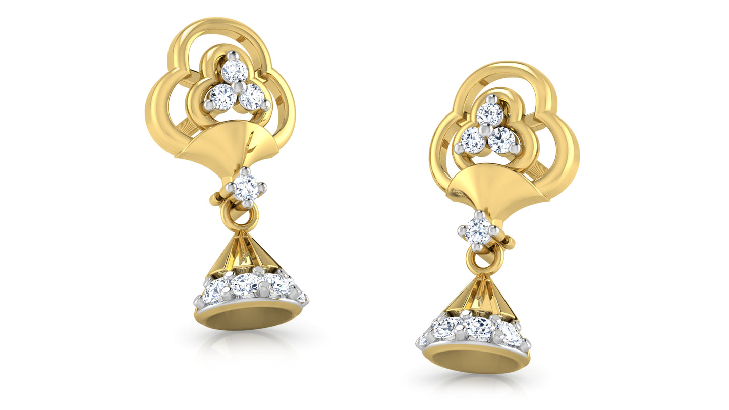 Bell Club Artifcial Diamond Gold Danglers Jewelry Order Online and Shop at Diahart