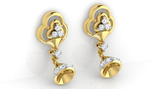 Bell Club Artifcial Diamond Gold Danglers Bottom View