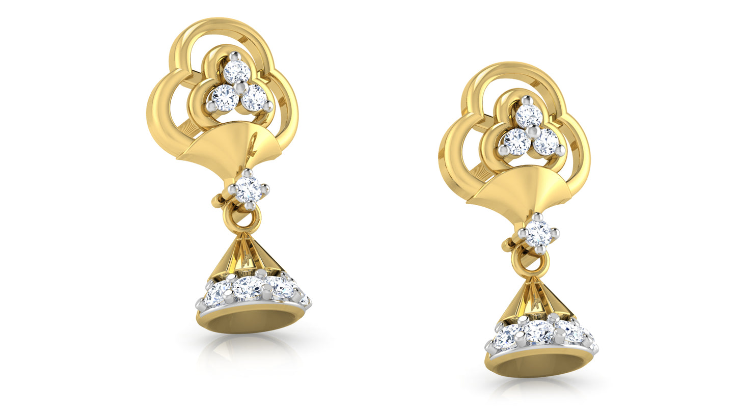 Bell Club Artifcial Diamond Gold Danglers Best Artificial Diamond Jewelry in Chennai