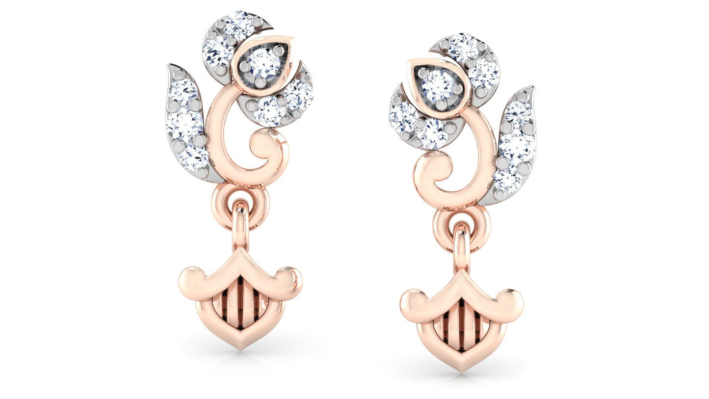 Rich Relics Lab Grown Diamond Rose Gold Danglers Front View