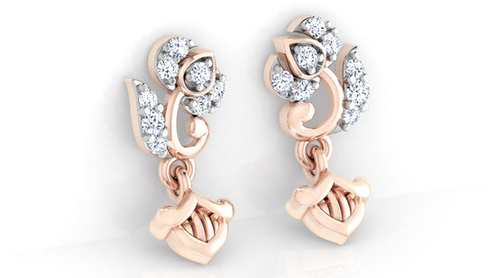 Rich Relics Lab Grown Diamond Rose Gold Danglers Bottom View