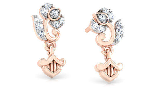 Rich Relics Lab Grown Diamond Rose Gold Danglers .Best Artificial Diamond Jewelry in Pondicherry