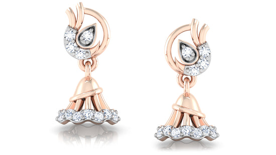 Campanula Artificial Diamond Rose Gold Danglers Front View