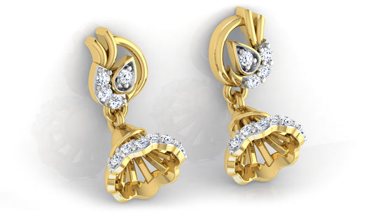 Campanula Artificial Diamond Gold Danglers Bottom View