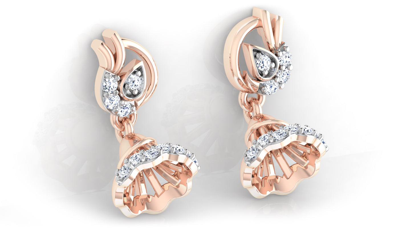 Campanula Artificial Diamond Rose Gold Danglers Bottom View