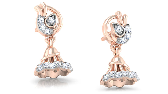 Campanula Artificial Diamond Rose Gold Danglers best Lab grown Diamond jewelry in chennai