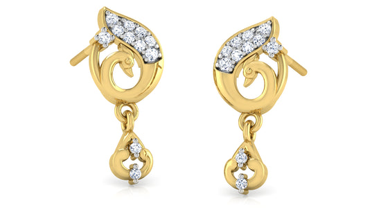 Swan Shine Synthetic Diamond Gold Danglers Jewelry in Chennai
