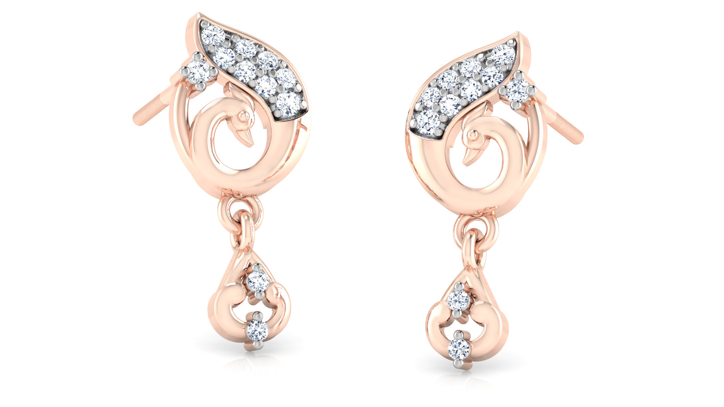 Swan Shine Synthetic Diamond Rose Gold Danglers Jewelry in Chennai
