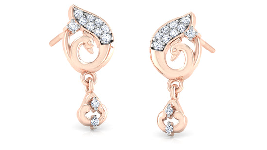 Swan Shine Synthetic Diamond Rose Gold Danglers Jewelry in Chennai
