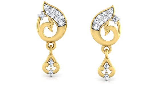 Swan Shine Synthetic Diamond Gold Danglers Front View
