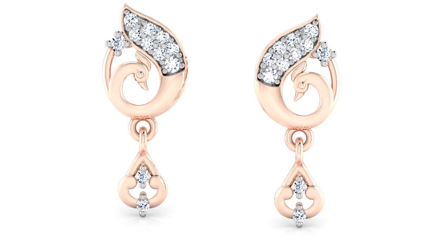 Swan Shine Synthetic Diamond Rose Gold Danglers Front View